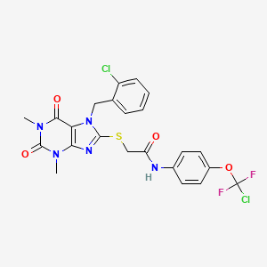 molecular formula C23H19Cl2F2N5O4S B3557130 2-{[7-(2-chlorobenzyl)-1,3-dimethyl-2,6-dioxo-2,3,6,7-tetrahydro-1H-purin-8-yl]thio}-N-{4-[chloro(difluoro)methoxy]phenyl}acetamide 