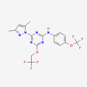 molecular formula C17H14F6N6O2 B3557179 4-(3,5-dimethyl-1H-pyrazol-1-yl)-6-(2,2,2-trifluoroethoxy)-N-[4-(trifluoromethoxy)phenyl]-1,3,5-triazin-2-amine 