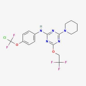 N-{4-[chloro(difluoro)methoxy]phenyl}-4-piperidin-1-yl-6-(2,2,2-trifluoroethoxy)-1,3,5-triazin-2-amine