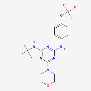 molecular formula C18H23F3N6O2 B3557230 N-(tert-butyl)-6-morpholin-4-yl-N'-[4-(trifluoromethoxy)phenyl]-1,3,5-triazine-2,4-diamine 