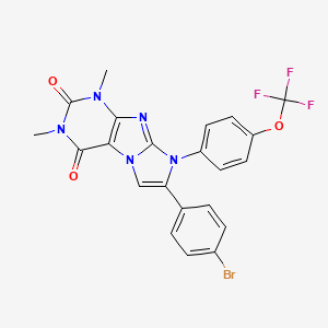 molecular formula C22H15BrF3N5O3 B3557298 7-(4-bromophenyl)-1,3-dimethyl-8-[4-(trifluoromethoxy)phenyl]-1H-imidazo[2,1-f]purine-2,4(3H,8H)-dione 