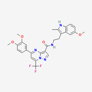 molecular formula C28H26F3N5O4 B3557356 5-(3,4-dimethoxyphenyl)-N-[2-(5-methoxy-2-methyl-1H-indol-3-yl)ethyl]-7-(trifluoromethyl)pyrazolo[1,5-a]pyrimidine-3-carboxamide 