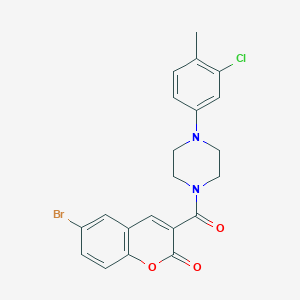 molecular formula C21H18BrClN2O3 B3557544 6-bromo-3-{[4-(3-chloro-4-methylphenyl)-1-piperazinyl]carbonyl}-2H-chromen-2-one 