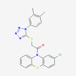 molecular formula C23H18ClN5OS2 B3557555 2-chloro-10-({[1-(3,4-dimethylphenyl)-1H-tetrazol-5-yl]thio}acetyl)-10H-phenothiazine 