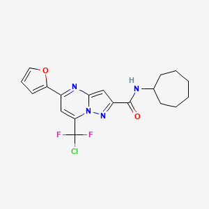 molecular formula C19H19ClF2N4O2 B3557567 7-[chloro(difluoro)methyl]-N-cycloheptyl-5-(2-furyl)pyrazolo[1,5-a]pyrimidine-2-carboxamide 