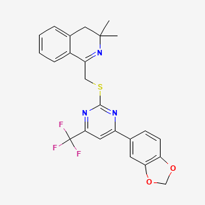 molecular formula C24H20F3N3O2S B3557597 1-({[4-(1,3-benzodioxol-5-yl)-6-(trifluoromethyl)pyrimidin-2-yl]thio}methyl)-3,3-dimethyl-3,4-dihydroisoquinoline 