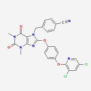 4-[(8-{4-[(3,5-dichloropyridin-2-yl)oxy]phenoxy}-1,3-dimethyl-2,6-dioxo-1,2,3,6-tetrahydro-7H-purin-7-yl)methyl]benzonitrile