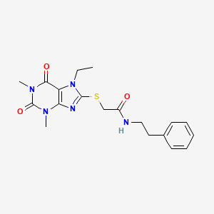 2-[(7-ethyl-1,3-dimethyl-2,6-dioxo-2,3,6,7-tetrahydro-1H-purin-8-yl)thio]-N-(2-phenylethyl)acetamide