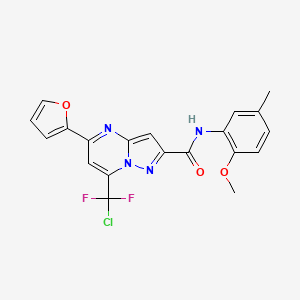 molecular formula C20H15ClF2N4O3 B3557698 7-[chloro(difluoro)methyl]-5-(2-furyl)-N-(2-methoxy-5-methylphenyl)pyrazolo[1,5-a]pyrimidine-2-carboxamide 