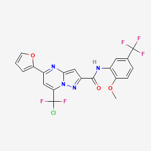 molecular formula C20H12ClF5N4O3 B3557710 7-[chloro(difluoro)methyl]-5-(2-furyl)-N-[2-methoxy-5-(trifluoromethyl)phenyl]pyrazolo[1,5-a]pyrimidine-2-carboxamide CAS No. 5808-59-3