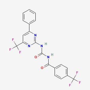 molecular formula C20H12F6N4O2 B3557750 N-({[4-phenyl-6-(trifluoromethyl)pyrimidin-2-yl]amino}carbonyl)-4-(trifluoromethyl)benzamide 