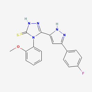 molecular formula C18H14FN5OS B3557757 5-[3-(4-fluorophenyl)-1H-pyrazol-5-yl]-4-(2-methoxyphenyl)-4H-1,2,4-triazole-3-thiol 