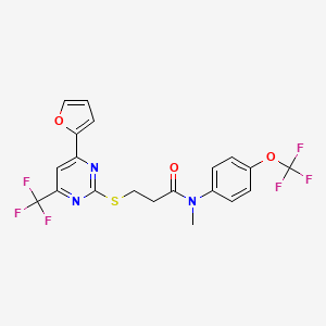 molecular formula C20H15F6N3O3S B3557793 3-{[4-(2-furyl)-6-(trifluoromethyl)pyrimidin-2-yl]thio}-N-methyl-N-[4-(trifluoromethoxy)phenyl]propanamide 