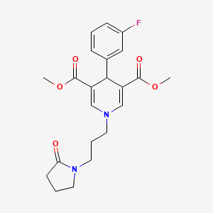 molecular formula C22H25FN2O5 B3557801 dimethyl 4-(3-fluorophenyl)-1-[3-(2-oxo-1-pyrrolidinyl)propyl]-1,4-dihydro-3,5-pyridinedicarboxylate 