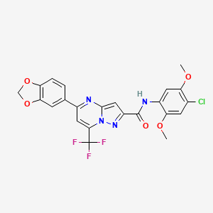 molecular formula C23H16ClF3N4O5 B3557816 5-(1,3-benzodioxol-5-yl)-N-(4-chloro-2,5-dimethoxyphenyl)-7-(trifluoromethyl)pyrazolo[1,5-a]pyrimidine-2-carboxamide 