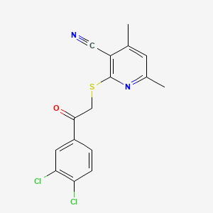 molecular formula C16H12Cl2N2OS B3557835 2-{[2-(3,4-dichlorophenyl)-2-oxoethyl]thio}-4,6-dimethylnicotinonitrile 