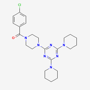 molecular formula C24H32ClN7O B3557961 2-[4-(4-chlorobenzoyl)-1-piperazinyl]-4,6-di-1-piperidinyl-1,3,5-triazine 