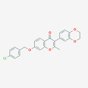 7-[(4-chlorobenzyl)oxy]-3-(2,3-dihydro-1,4-benzodioxin-6-yl)-2-methyl-4H-chromen-4-one