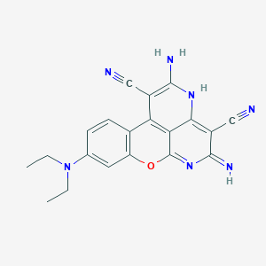 molecular formula C20H17N7O B3558077 2,5-diamino-9-(diethylamino)chromeno[4,3,2-de]-1,6-naphthyridine-1,4-dicarbonitrile 