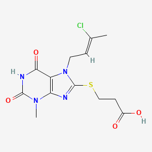 molecular formula C13H15ClN4O4S B3558084 3-{[7-(3-chloro-2-buten-1-yl)-3-methyl-2,6-dioxo-2,3,6,7-tetrahydro-1H-purin-8-yl]thio}propanoic acid 