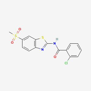 molecular formula C15H11ClN2O3S2 B3558093 2-chloro-N-[6-(methylsulfonyl)-1,3-benzothiazol-2-yl]benzamide CAS No. 5655-31-2