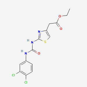 molecular formula C14H13Cl2N3O3S B3558205 ethyl [2-({[(3,4-dichlorophenyl)amino]carbonyl}amino)-1,3-thiazol-4-yl]acetate 