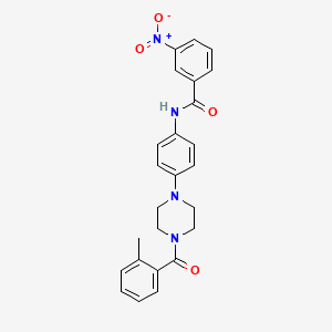 molecular formula C25H24N4O4 B3558246 N-{4-[4-(2-methylbenzoyl)-1-piperazinyl]phenyl}-3-nitrobenzamide 