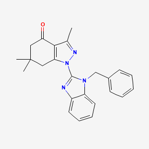 molecular formula C24H24N4O B3558278 1-(1-benzyl-1H-benzimidazol-2-yl)-3,6,6-trimethyl-1,5,6,7-tetrahydro-4H-indazol-4-one 