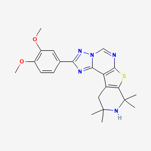 4-(3,4-dimethoxyphenyl)-12,12,14,14-tetramethyl-10-thia-3,5,6,8,13-pentazatetracyclo[7.7.0.02,6.011,16]hexadeca-1(9),2,4,7,11(16)-pentaene