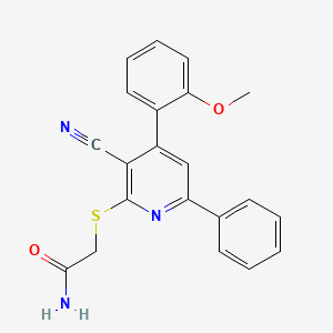 molecular formula C21H17N3O2S B3558346 2-{[3-cyano-4-(2-methoxyphenyl)-6-phenyl-2-pyridinyl]thio}acetamide 