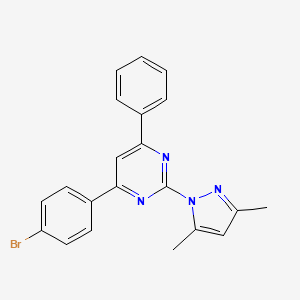 molecular formula C21H17BrN4 B3558355 4-(4-Bromophenyl)-2-(3,5-dimethylpyrazol-1-yl)-6-phenylpyrimidine 