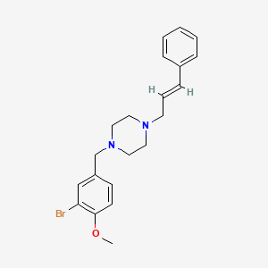 molecular formula C21H25BrN2O B3558408 1-[(3-bromo-4-methoxyphenyl)methyl]-4-[(E)-3-phenylprop-2-enyl]piperazine 