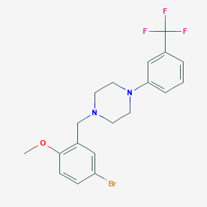 molecular formula C19H20BrF3N2O B3558421 1-[(5-Bromo-2-methoxyphenyl)methyl]-4-[3-(trifluoromethyl)phenyl]piperazine 