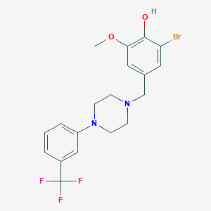 molecular formula C19H20BrF3N2O2 B3558457 2-Bromo-6-methoxy-4-[[4-[3-(trifluoromethyl)phenyl]piperazin-1-yl]methyl]phenol 