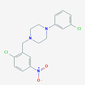 molecular formula C17H17Cl2N3O2 B3558598 1-(2-chloro-5-nitrobenzyl)-4-(3-chlorophenyl)piperazine 