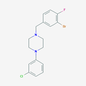 molecular formula C17H17BrClFN2 B3558631 1-(3-bromo-4-fluorobenzyl)-4-(3-chlorophenyl)piperazine 