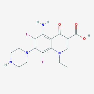 molecular formula C16H18F2N4O3 B3558673 5-amino-1-ethyl-6,8-difluoro-4-oxo-7-(1-piperazinyl)-1,4-dihydro-3-quinolinecarboxylic acid 