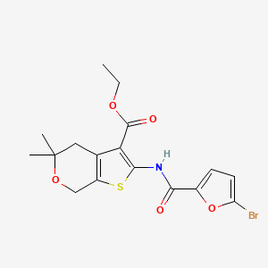 molecular formula C17H18BrNO5S B3558727 ETHYL 2-{[(5-BROMO-2-FURYL)CARBONYL]AMINO}-5,5-DIMETHYL-4,7-DIHYDRO-5H-THIENO[2,3-C]PYRAN-3-CARBOXYLATE 