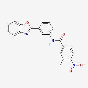 molecular formula C21H15N3O4 B3558745 N-[3-(1,3-benzoxazol-2-yl)phenyl]-3-methyl-4-nitrobenzamide 