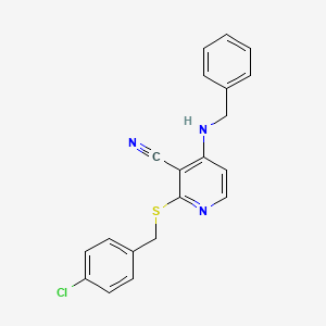 molecular formula C20H16ClN3S B3558791 4-(Benzylamino)-2-[(4-chlorophenyl)methylsulfanyl]pyridine-3-carbonitrile 