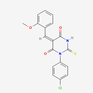 (5E)-1-(4-chlorophenyl)-5-[(2-methoxyphenyl)methylidene]-2-sulfanylidene-1,3-diazinane-4,6-dione