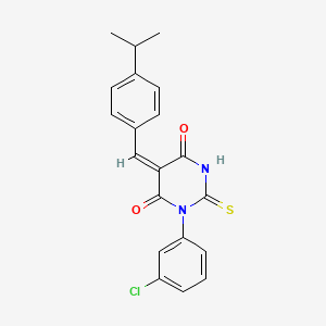 (5E)-1-(3-chlorophenyl)-5-[(4-propan-2-ylphenyl)methylidene]-2-sulfanylidene-1,3-diazinane-4,6-dione