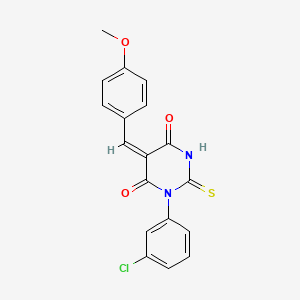 (5E)-1-(3-chlorophenyl)-5-[(4-methoxyphenyl)methylidene]-2-sulfanylidene-1,3-diazinane-4,6-dione