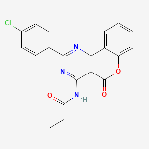 molecular formula C20H14ClN3O3 B3558933 N-[2-(4-chlorophenyl)-5-oxo-5H-chromeno[4,3-d]pyrimidin-4-yl]propanamide 