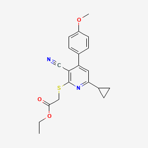 Ethyl 2-[3-cyano-6-cyclopropyl-4-(4-methoxyphenyl)pyridin-2-yl]sulfanylacetate