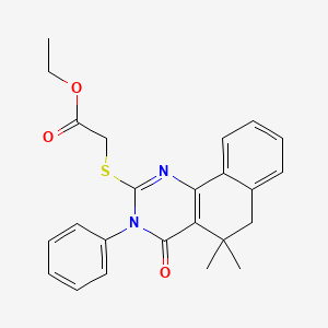 molecular formula C24H24N2O3S B3558953 ethyl [(5,5-dimethyl-4-oxo-3-phenyl-3,4,5,6-tetrahydrobenzo[h]quinazolin-2-yl)thio]acetate 