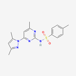 molecular formula C17H19N5O2S B3558955 N-[4-(3,5-DIMETHYL-1H-PYRAZOL-1-YL)-6-METHYL-2-PYRIMIDINYL]-4-METHYL-1-BENZENESULFONAMIDE 