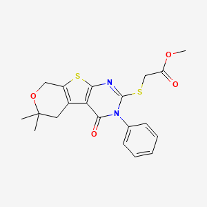 methyl 2-[(12,12-dimethyl-3-oxo-4-phenyl-11-oxa-8-thia-4,6-diazatricyclo[7.4.0.02,7]trideca-1(9),2(7),5-trien-5-yl)sulfanyl]acetate