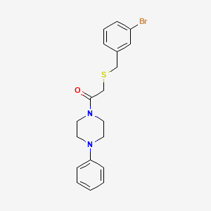 molecular formula C19H21BrN2OS B3559057 2-[(3-Bromophenyl)methylsulfanyl]-1-(4-phenylpiperazin-1-yl)ethanone 