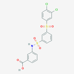 molecular formula C19H13Cl2NO6S2 B3559154 3-[({3-[(3,4-dichlorophenyl)sulfonyl]phenyl}sulfonyl)amino]benzoic acid 